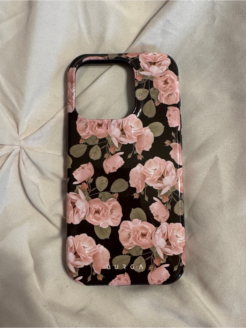 Burga Brown and Pink Floral iPhone 15 Pro Phone Case
